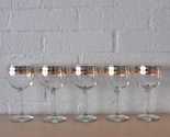 Vintage Mid Century Cocktail Glasses / Barware Cordial Set with Silver / Gold Details
