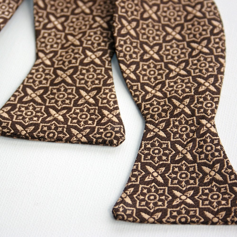 brown on brown shimmery freestyle bow tie