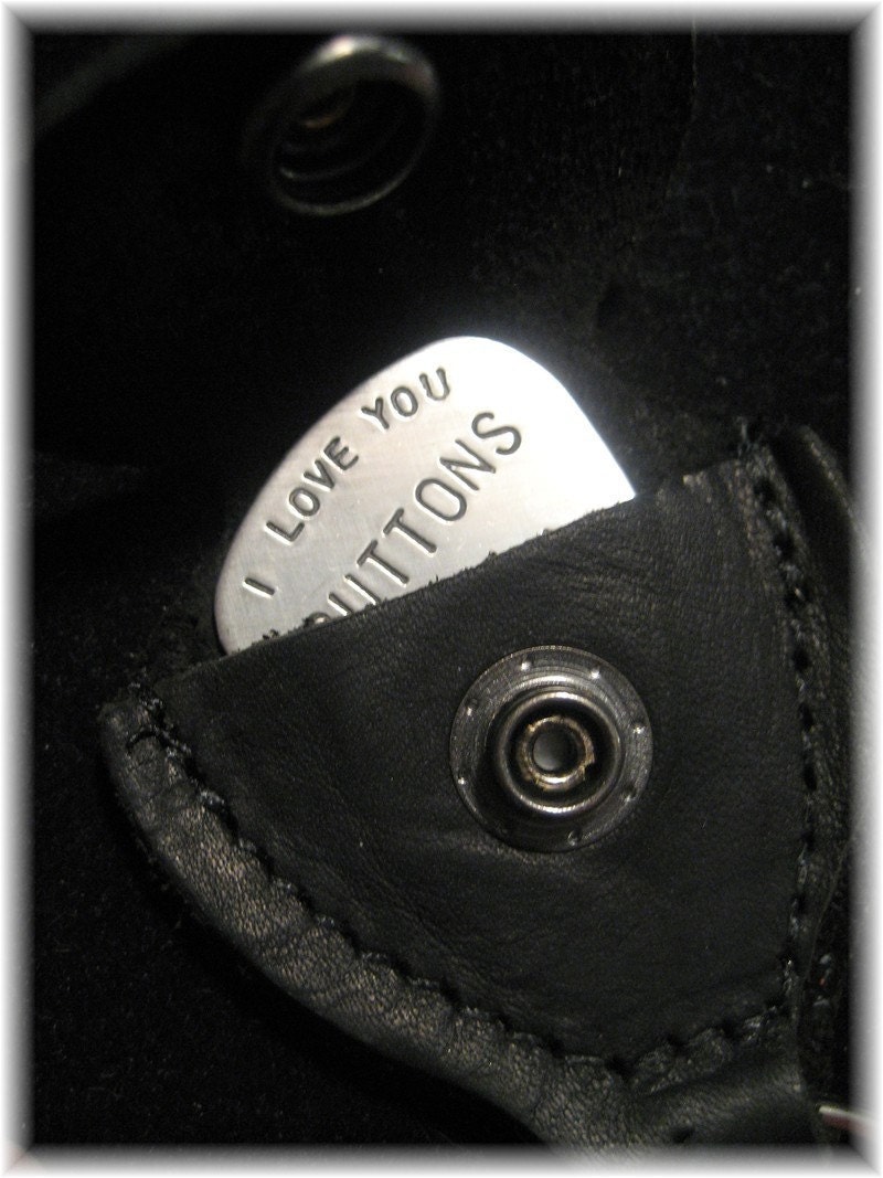 Sterling hand stamped guitar pick WITH CASE
