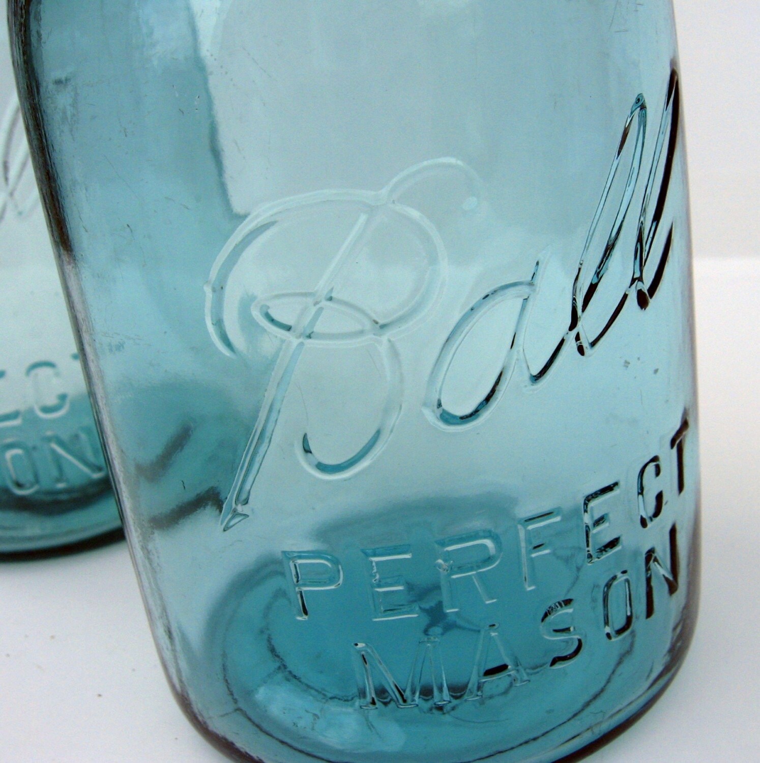 A Perfect Pair... 1930s style Aqua Blue Ball Mason Jars