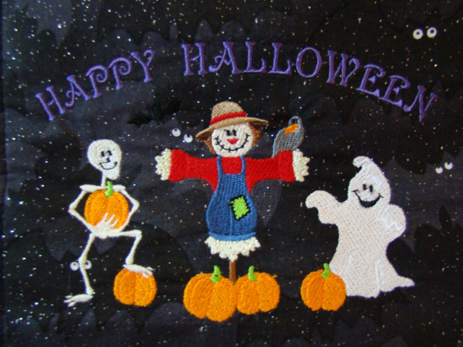 Happy Halloween Embroidery Wall Hanging