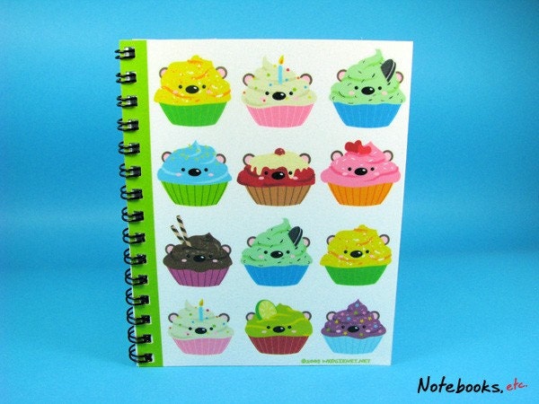 Cupcake Bears - Small 4 x 5 Blank Notebook   Cupcake Bears - Small 4 x 5 Blank Notebook