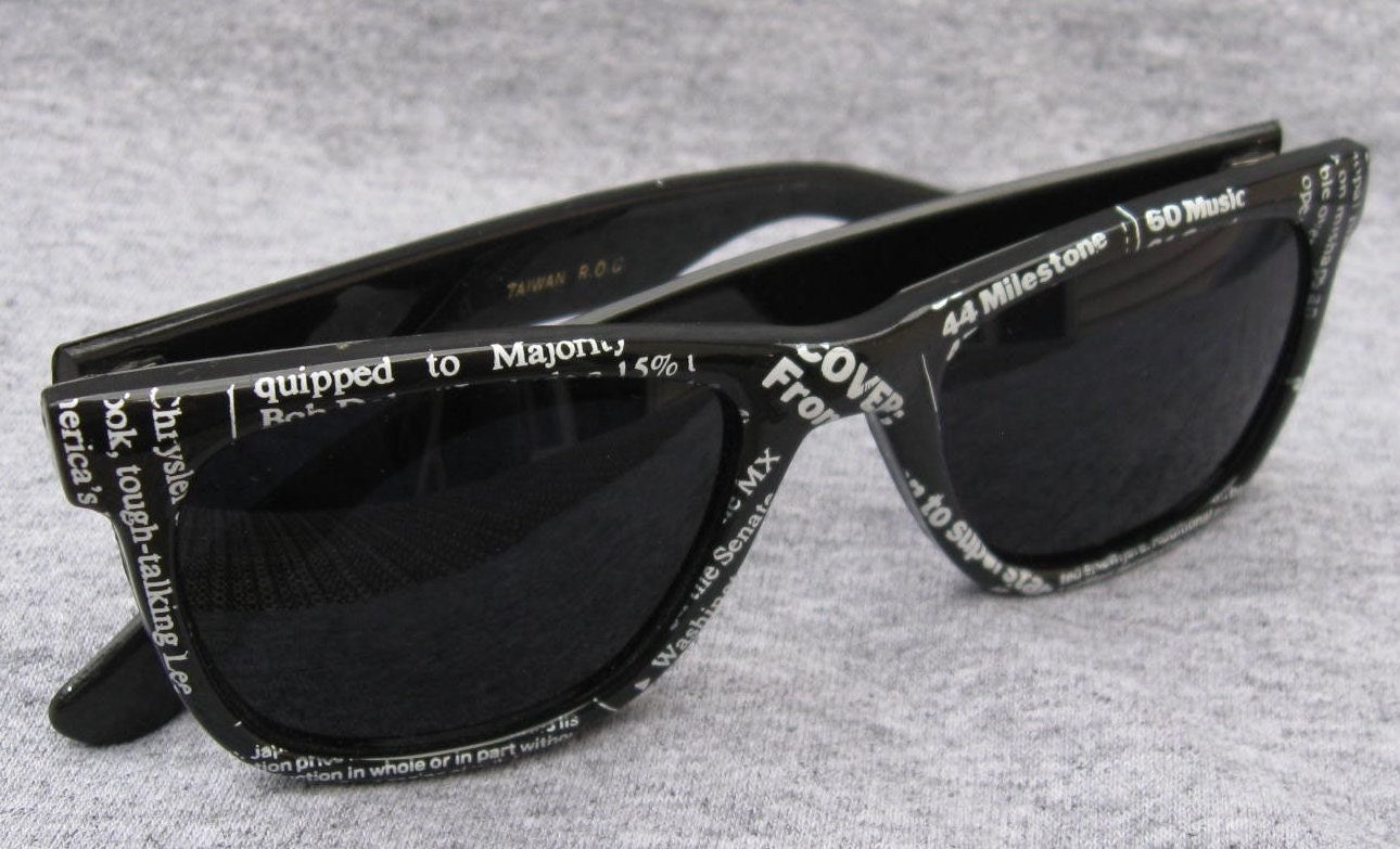 80's Vintage Black Rimmed Newsprint Sunglasses
