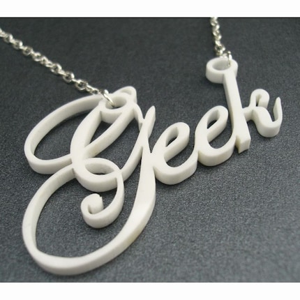 Geek is the New Cool- geek necklace in white