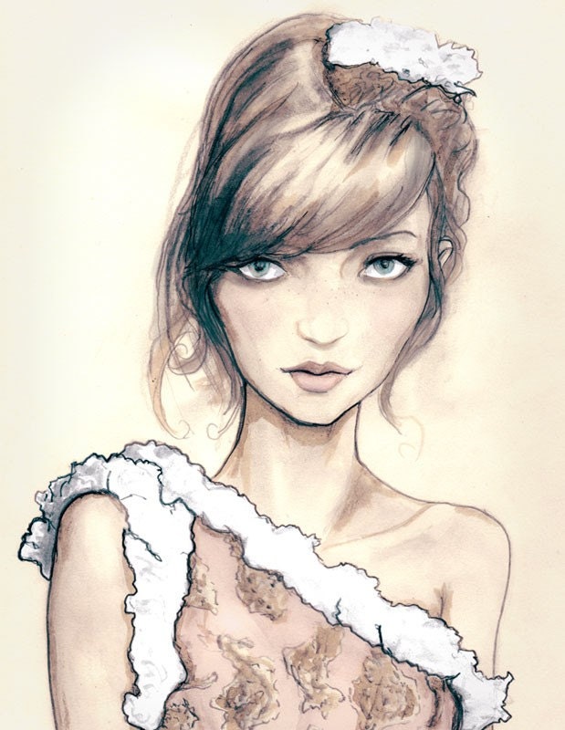 Danny Roberts Art Print of a girl in chanel spring 2010 collection
