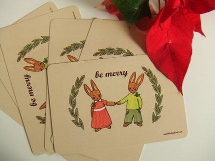 Be Merry Holiday postcards set of 10