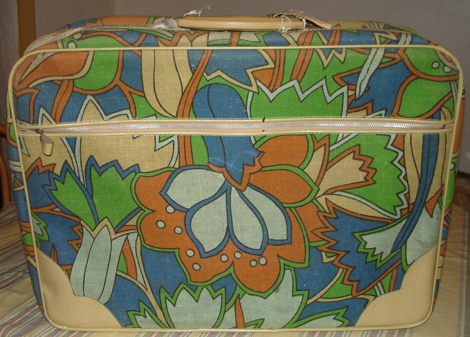 Vintage Blue and Green Suitcase