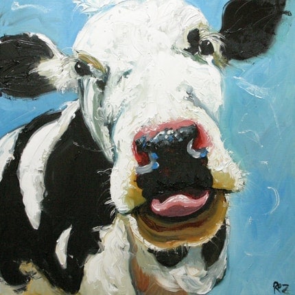 Cow 206 20x20 inch original oil painting by Roz