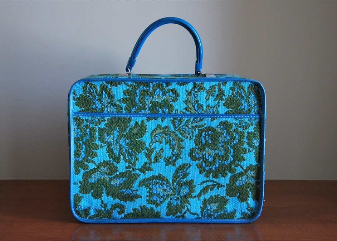 Little Aqua Tapestry Suitcase