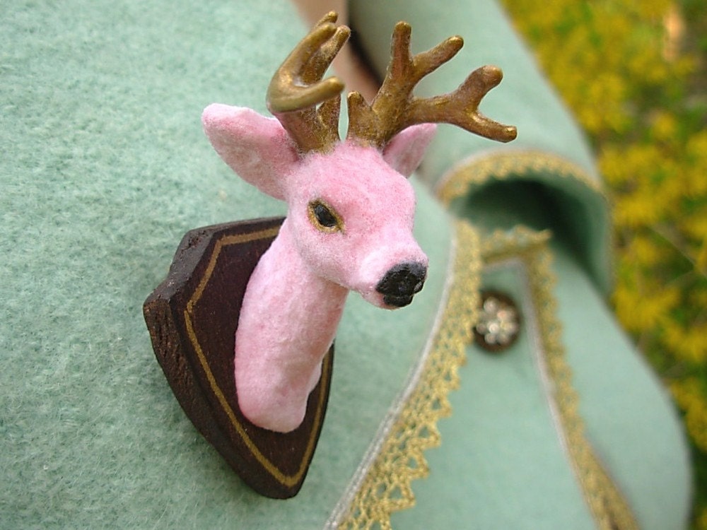 Buck Yourself Brooch/Pin - Pink and Gold Edition