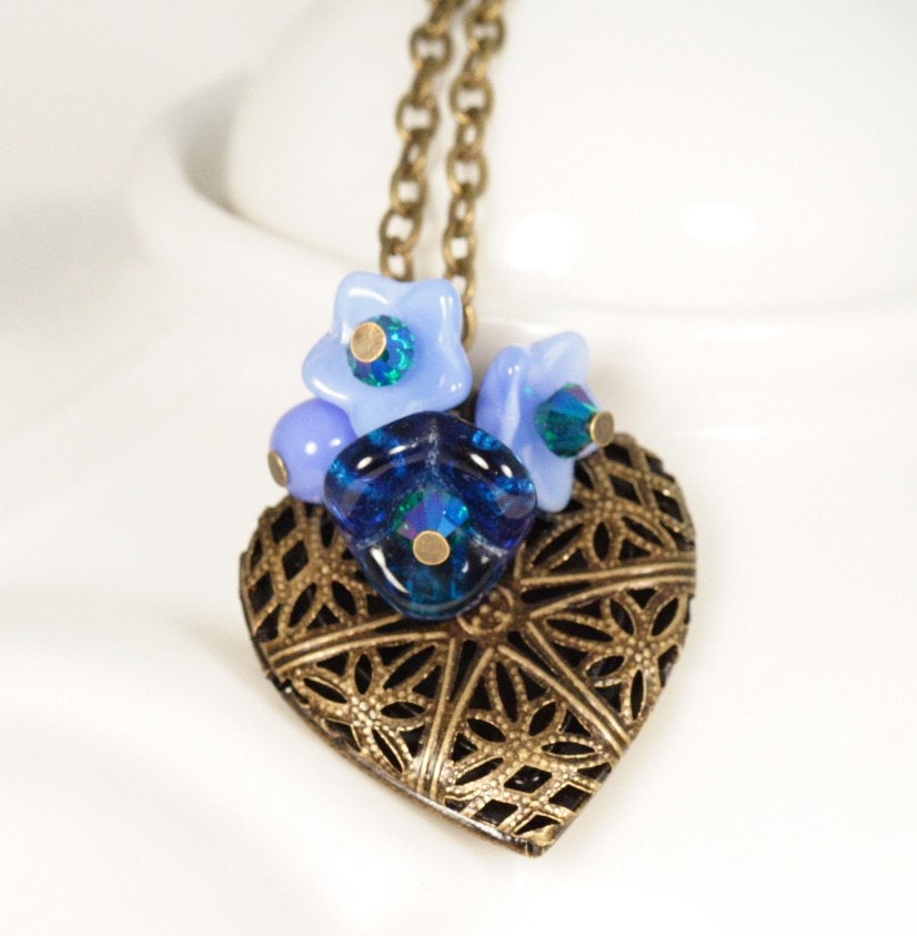 Sweetheart Locket Necklace - Blue