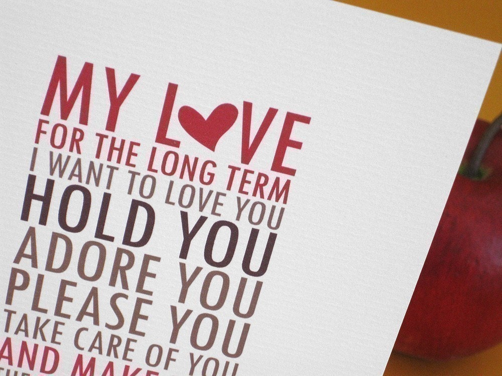 Funny, sexy Valentine or love card / Long term, short term. (CLV-S001)
