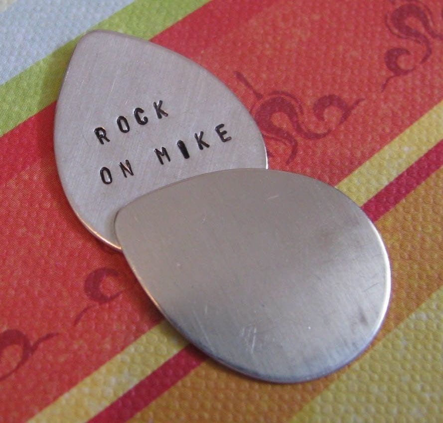 customizable sterling guitar pick - personalize with any message