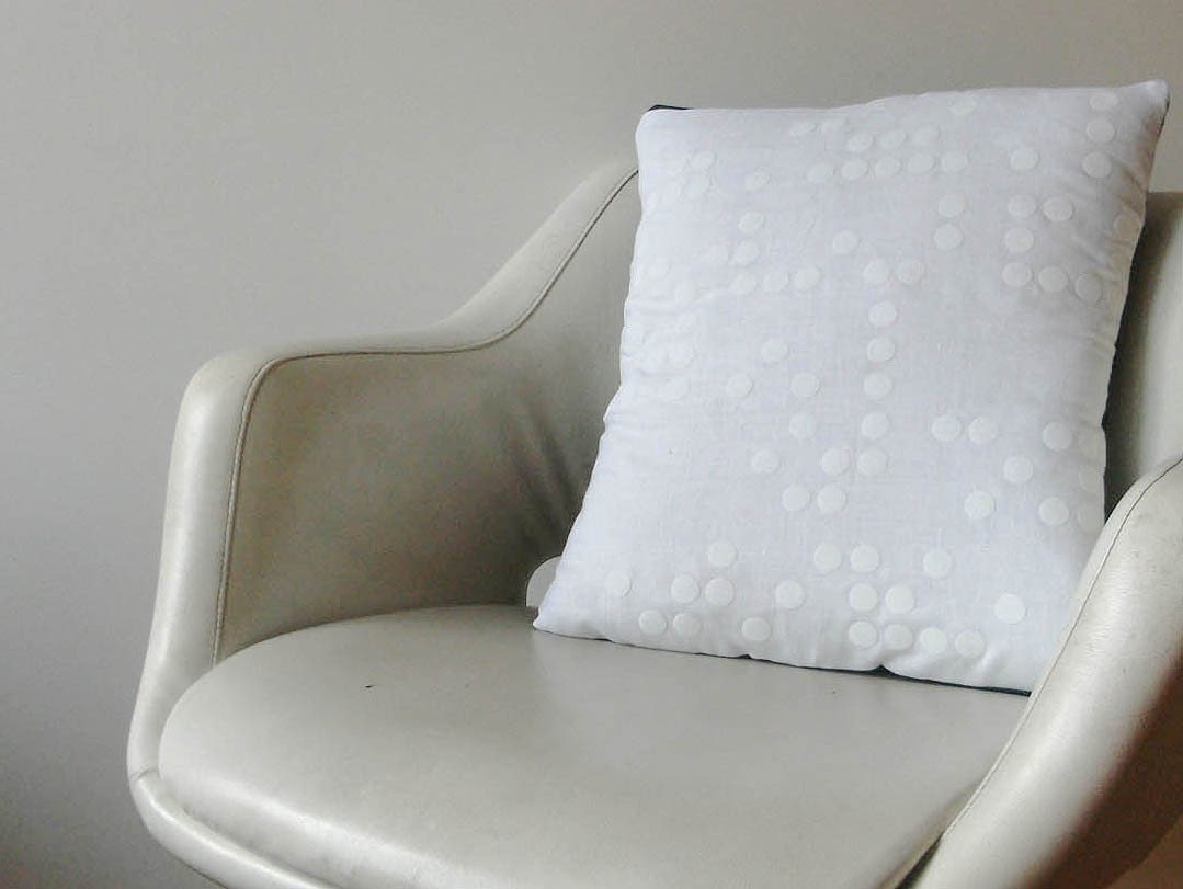 FLOCKED Braille Cushion  White