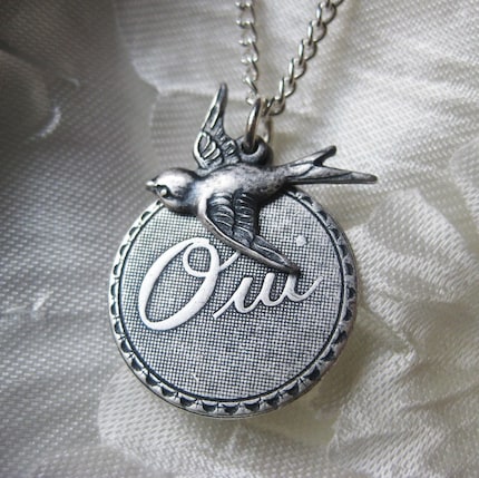 Silver French Oui and Bird