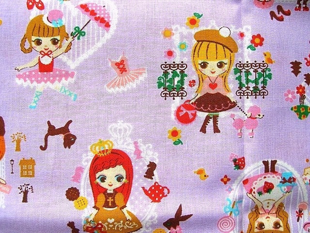 Cute Japanese Cotton Fabric - Cute Girls in Paris France - Half Yard (F416)