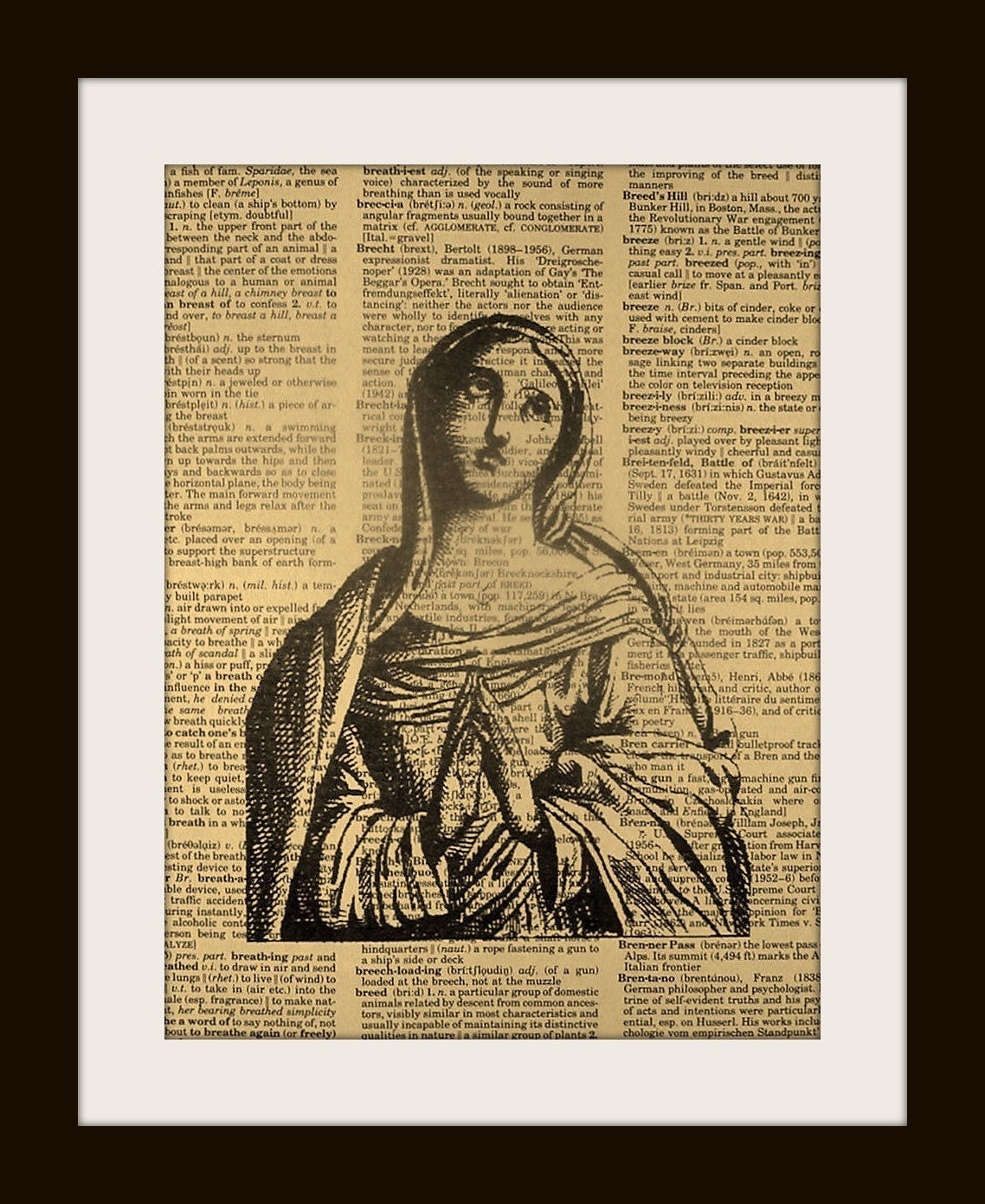 MARY OUR LADY Print on Vintage Dictionary Page FREE SHIPPING WORLDWIDE