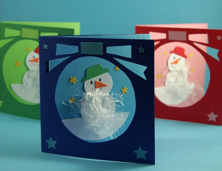 3 Holiday Snowman Christmas Cards