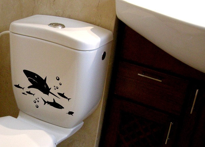 SHARKS - vinyl toilet fridge or window graphic