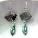 Adorable Little Birdies Earrings in Silver with Aqua Peacock Spear Beads