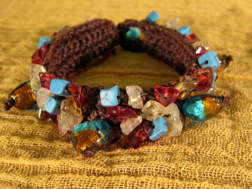 hand made Murano Glass Bracelet with Colorful stones