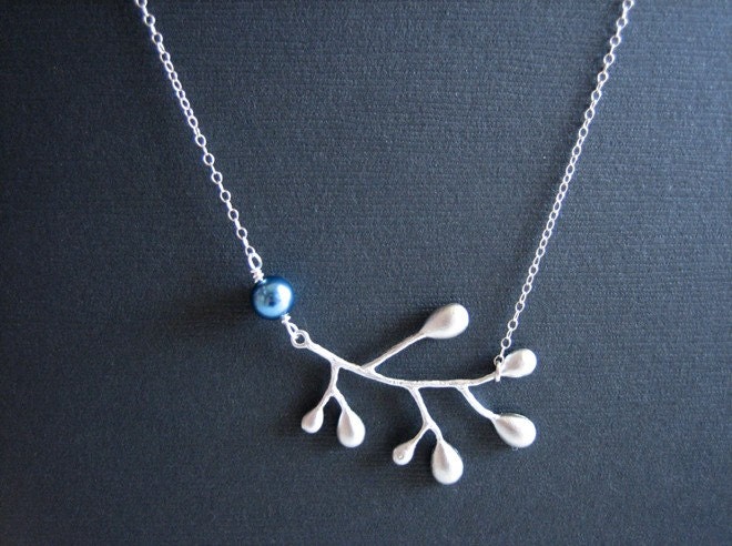 White gold bubble tree branch necklace