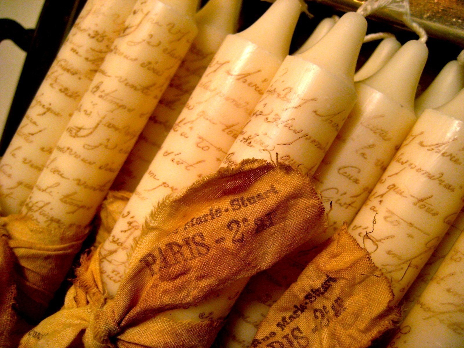 French Candles - Hand Stamped - IVORY - Ooh La La - Paris, France - xo