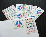 Love Birds Blue .. UNused Vintage Postage Stamps  .. post 25 letters