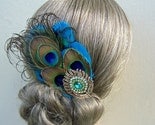Fascinator, Weddings, Accessories, Hair, Feathers, Gold, Blue, Green, Teal, Peacock, Wedding Jewellery by Nyjole J Walters on Etsy.