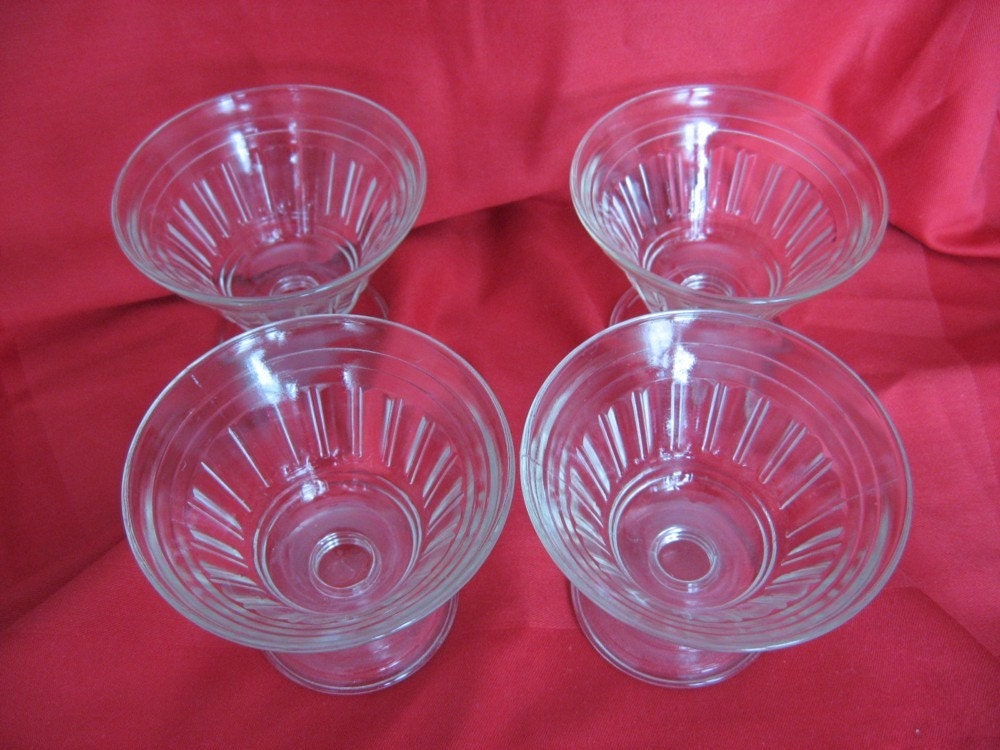 Art Deco Style Vintage Clear Glass Sherbet Dishes