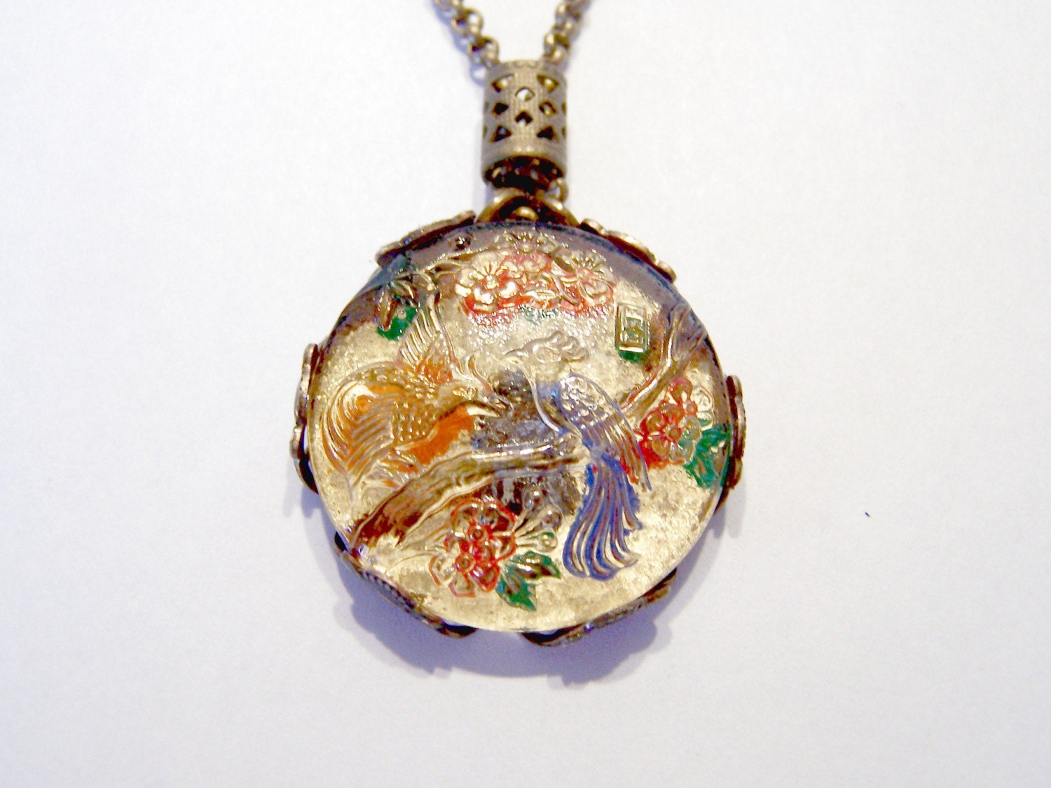Romantic Bird of Paradise Czech Glass Necklace 