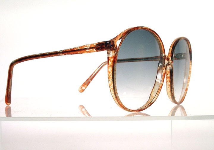 Vintage 1970s Big Amber Clear Sunglasses Made in Italy