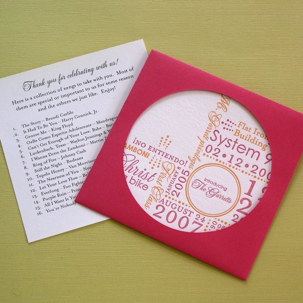 SAMPLE - Letterpress Wedding Favor CD