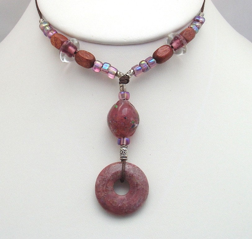 Chocolate Pink Baby Friendly Beads Nursing Necklace