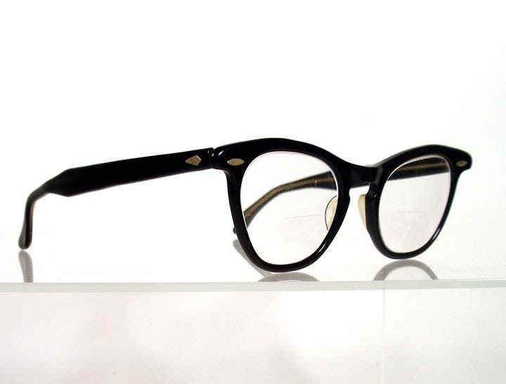 Vintage 1950s Black Retro Womens Eyeglass Frames