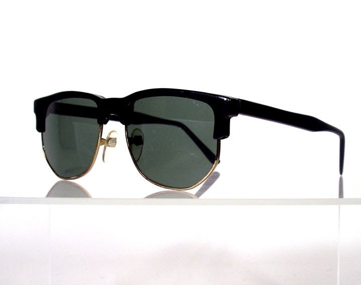 Vintage Black Browline Retro Sunglasses