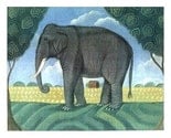 BIG ELEPHANT Signed Folk Art Print NAIVE JUNGLE Wall Art