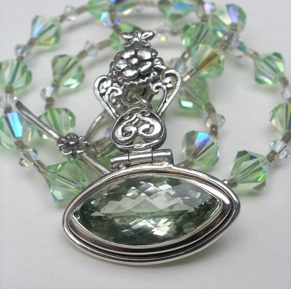 Chrysolite and Silver Filigree Necklace