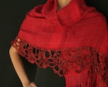 DEEP RED SHAWL POINT LACE