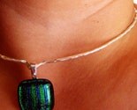 Dichroic Glass Pendant on Hand-Hammered Choker Necklace