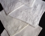 VIntage White Embroidered Bridal Hankies (Set of 5)