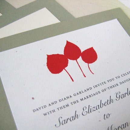 Leaf Print Wedding Invitation Sample