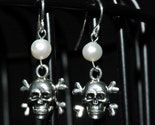 White Pearl Skull and Crossbone Earrings