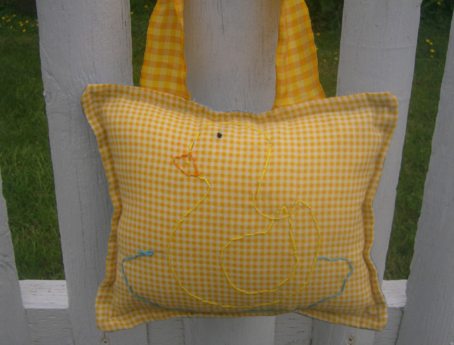 Sweet Duckie Hanging Nursery Pillow embroidered by Hannah age 9