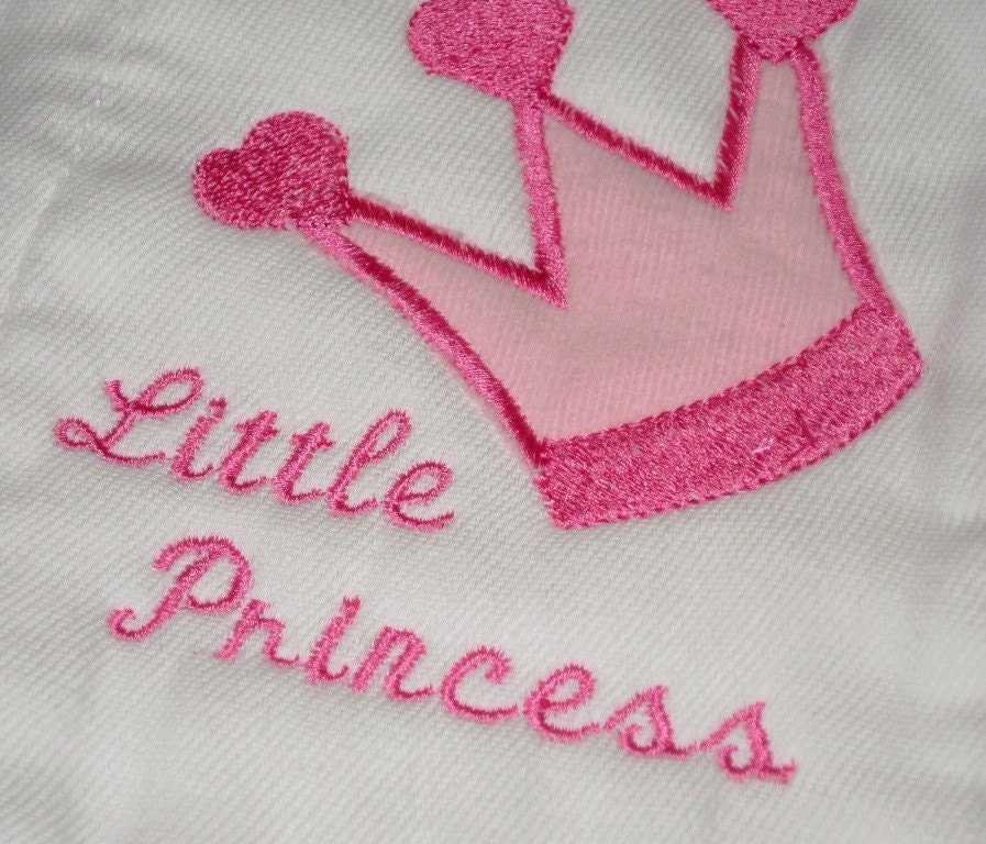Little Princess Burp Cloth Set, Baby Girl Gift Set, 3 cloths monogram, applique