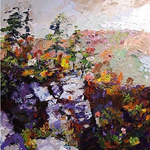 Georgia Mountains in November - Original Impressionist Oil Painting by Ginette Callaway