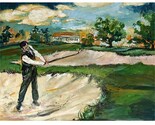 2 Paintings Bobby Jones Swing Golf Painting Large Oil and Tiger Woods by Ginette Callaway