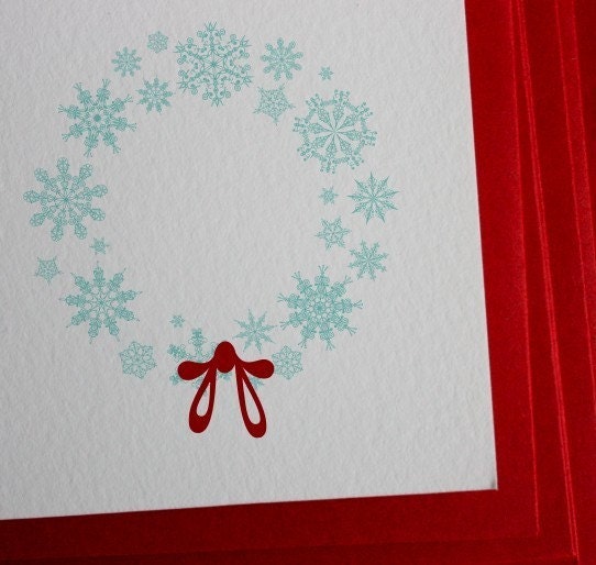 Printable, Giftables-Snowflake Wreath Stationery