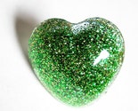 Bright Green Glitter Heart Resin Ring 