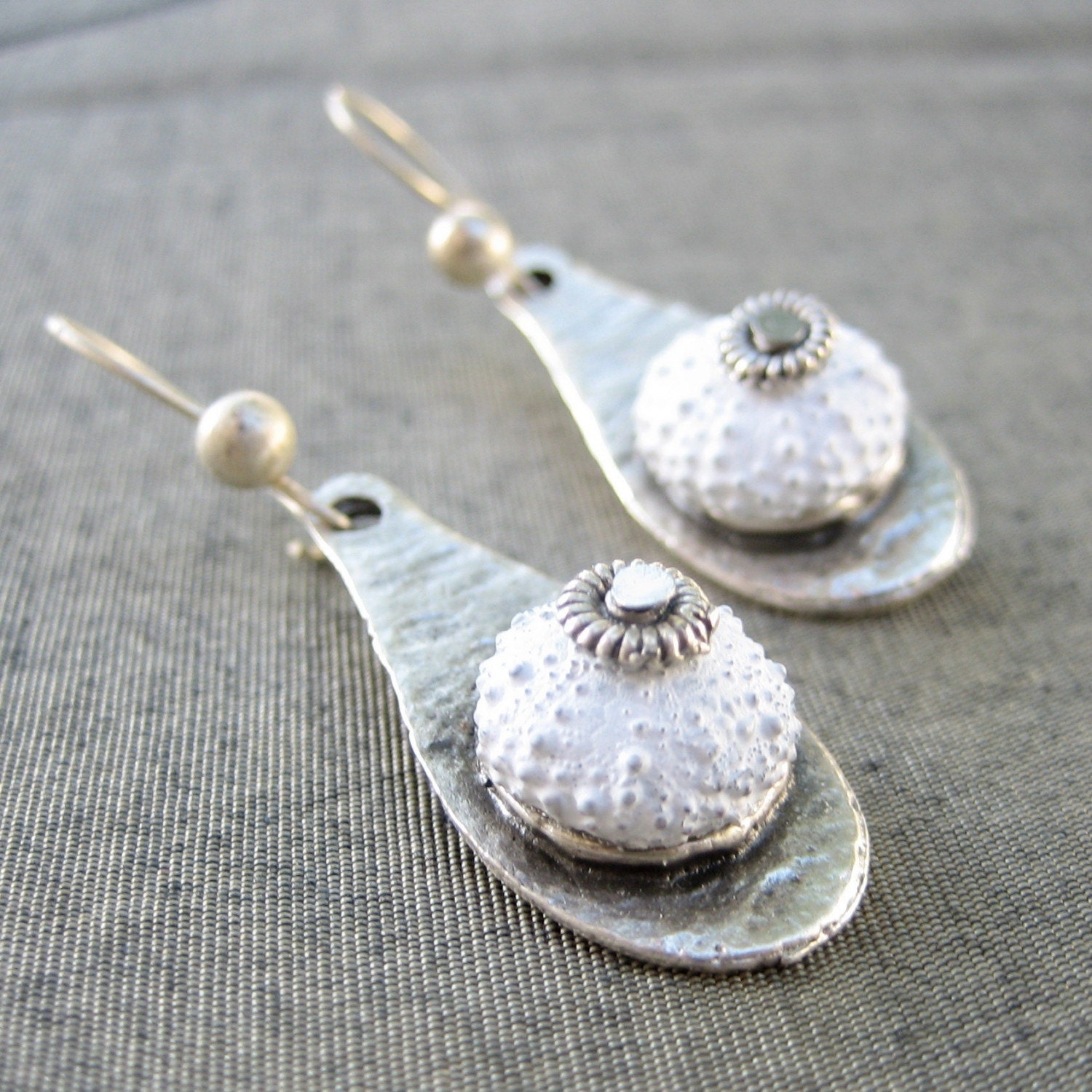 Sea Urchin Collection- White Drop Earrings